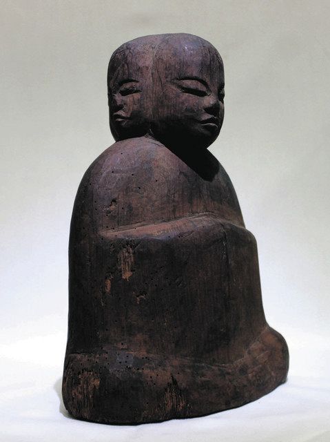 二人の女神像 木製 作者不明
