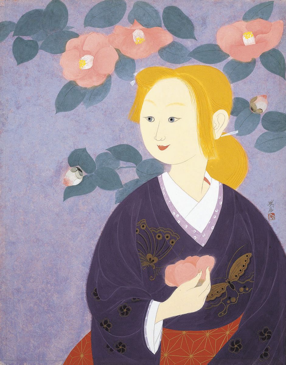 【真作】掛軸　北澤映月（櫻園）　美人図　和装女性　風雅人物図　合箱入　X67 女性画家・北澤映月が追い求めた「美」とは 平塚で没後35年の回顧展