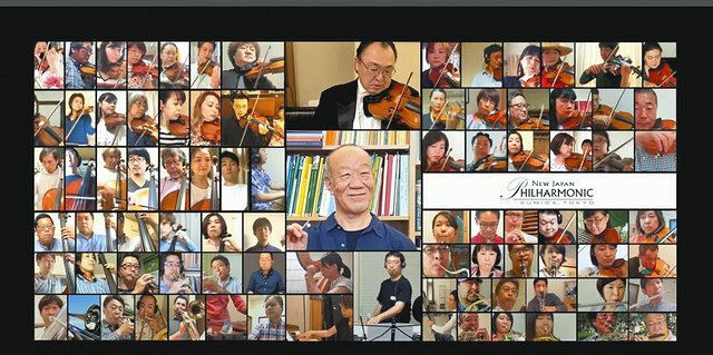 久石譲さんと新日本フィルハーモニー交響楽団のテレワーク動画（新日本フィル提供）