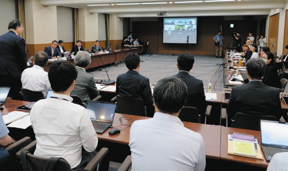 遺族厚生年金の見直し案が示された厚生労働省社会保障審議会年金部会＝7月30日、東京都内で