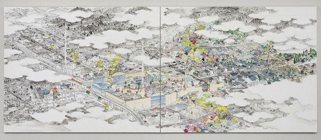 桐生の街並み6年かけ 鳥瞰図 画家の山口さん 未完の大作展示 東京新聞 Tokyo Web