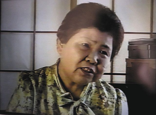 臺さんの証言を収録したビデオ画面
