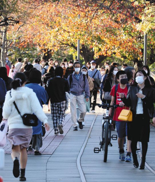 家族連れや友人らでにぎわうみなとみらい２１地区＝横浜市中区で 