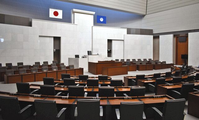 県議会の本会議場。６２議席を争う選挙は１２月に実施される見通しだ＝水戸市で
