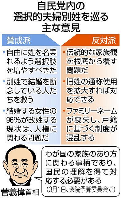 夫婦別姓、自民党内に埋まらぬ溝 本格議論は始めたが、次期衆院選で 
