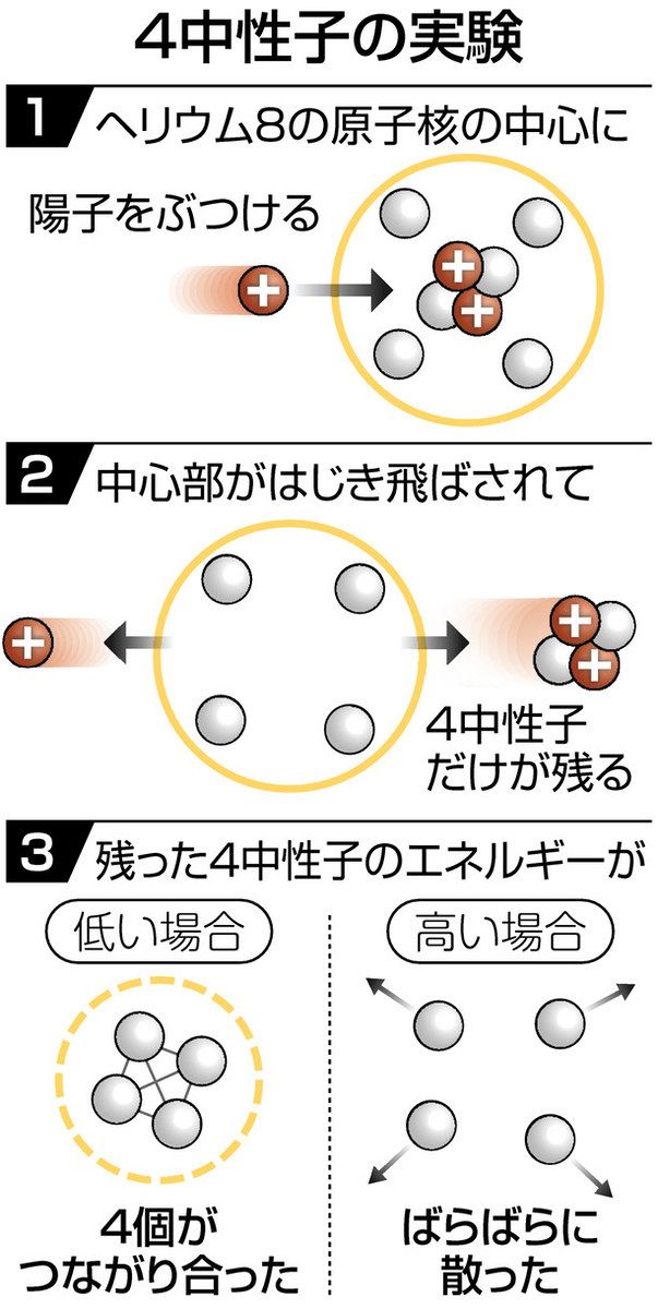 できた！原子番号「0」の原子核 中性子4個だけで構成 高密度星の解明に