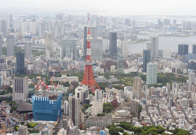 東京タワーと都心のビル街