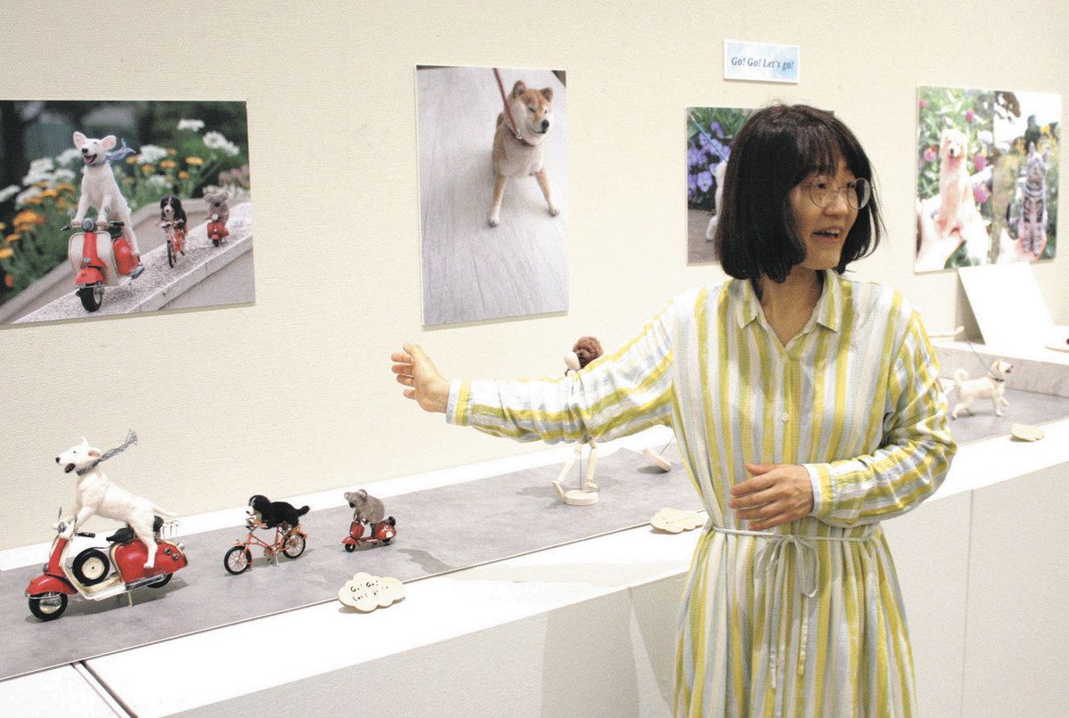 中山みどりさん作品展 筑西で犬や猫など400点 本物そっくりフェルト 