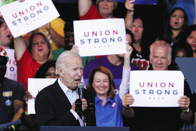 President Biden addresses his supporters on Labor Day in Wisconsin, in the American Midwest, on May 5.  (PA) 