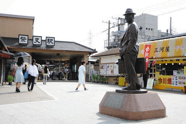工事が始まる前、２０１４年の柴又駅＝東京都葛飾区で
