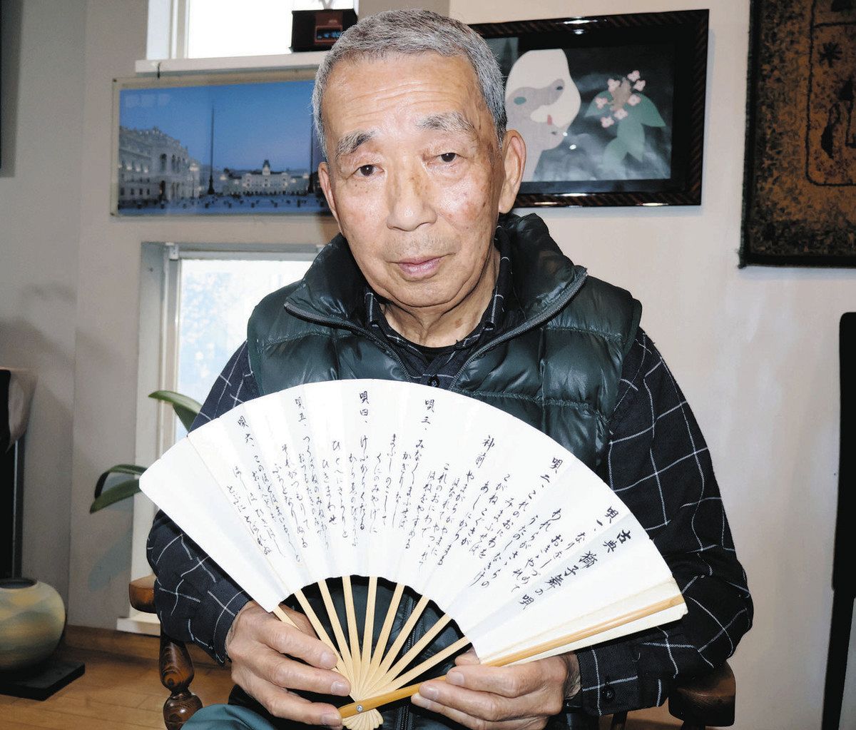 日本画 額装品 能楽 獅子舞 扇子 伝統芸能 市野英樹作品 大島の獅子舞」若手よ舞い上がれ！ 相模原の伝統芸能、後継者求む 23日