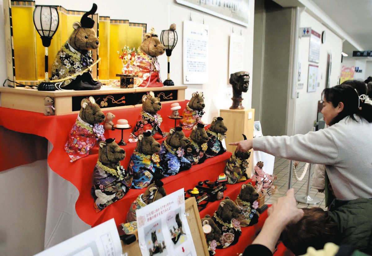 クオッカ、ひな壇に登場 東松山市役所「縁起良い」昨年に続き展示 世界 クオッカ、ひな壇に登場 東松山市役所「縁起良い」昨年に続き展示 世界