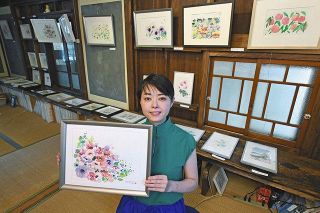 四季の花 ほっこり　「東京どんぶらこ」に絵地図掲載　なかだえりさん、千住で水彩画展