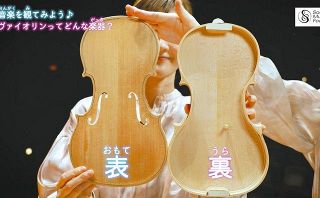 バイオリンの構造を解説する動画の一場面＝ソニー音楽財団提供