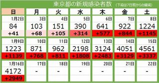 ＜新型コロナ・16日＞東京都で新たに4172人が感染　病床使用率は19.3%