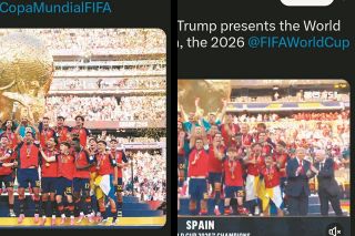 「何て恥ずかしい」…トランプ氏、W杯表彰式「映り込み」の炎上続く　スペイン代表公式は「いない写真」投稿